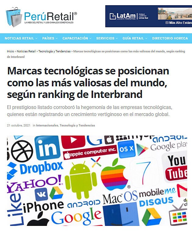 Marcas tecnolgicas se posicionan como las ms valiosas del mundo, segn ranking de Interbrand